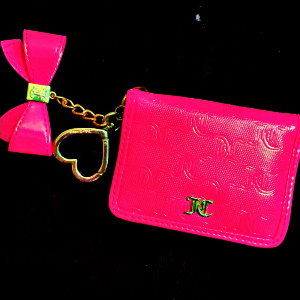 Pink Card Holder with Bow and Heart Charm
